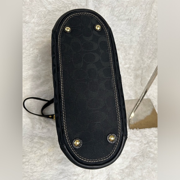 COACH SIGNATURE C GALLERY BLACK SHOULDER TOTE BAG PURSE SATCHEL - Picture 5 of 12